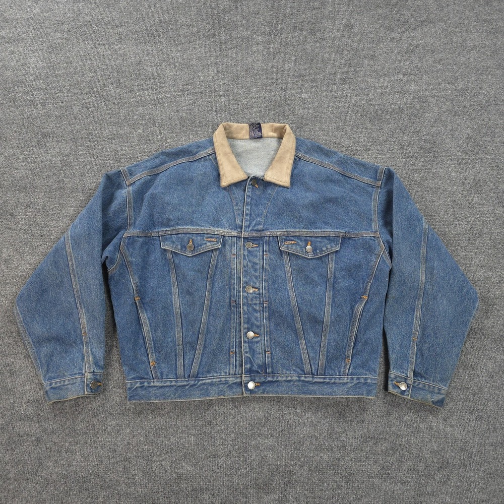 Vintage Gap Jacket Mens Large Blue Denim Bomber Collar Trucker Workwear 90s Y2K